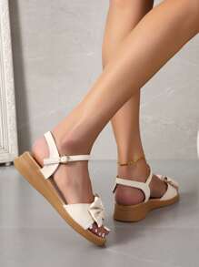 Giày bệt dày và Dép nêm Nữ - Màu be - Xem 3