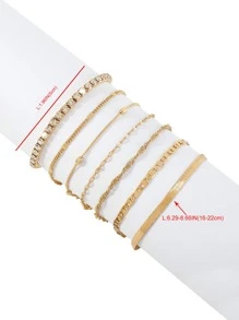 Mydear 7pcs Rhinestone Decor Bracelet - Yellow Gold - View 5