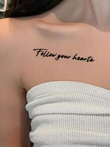 1 tờ Nhãn dán hình xăm đồ họa chữ cái - màu đen - Xem 1