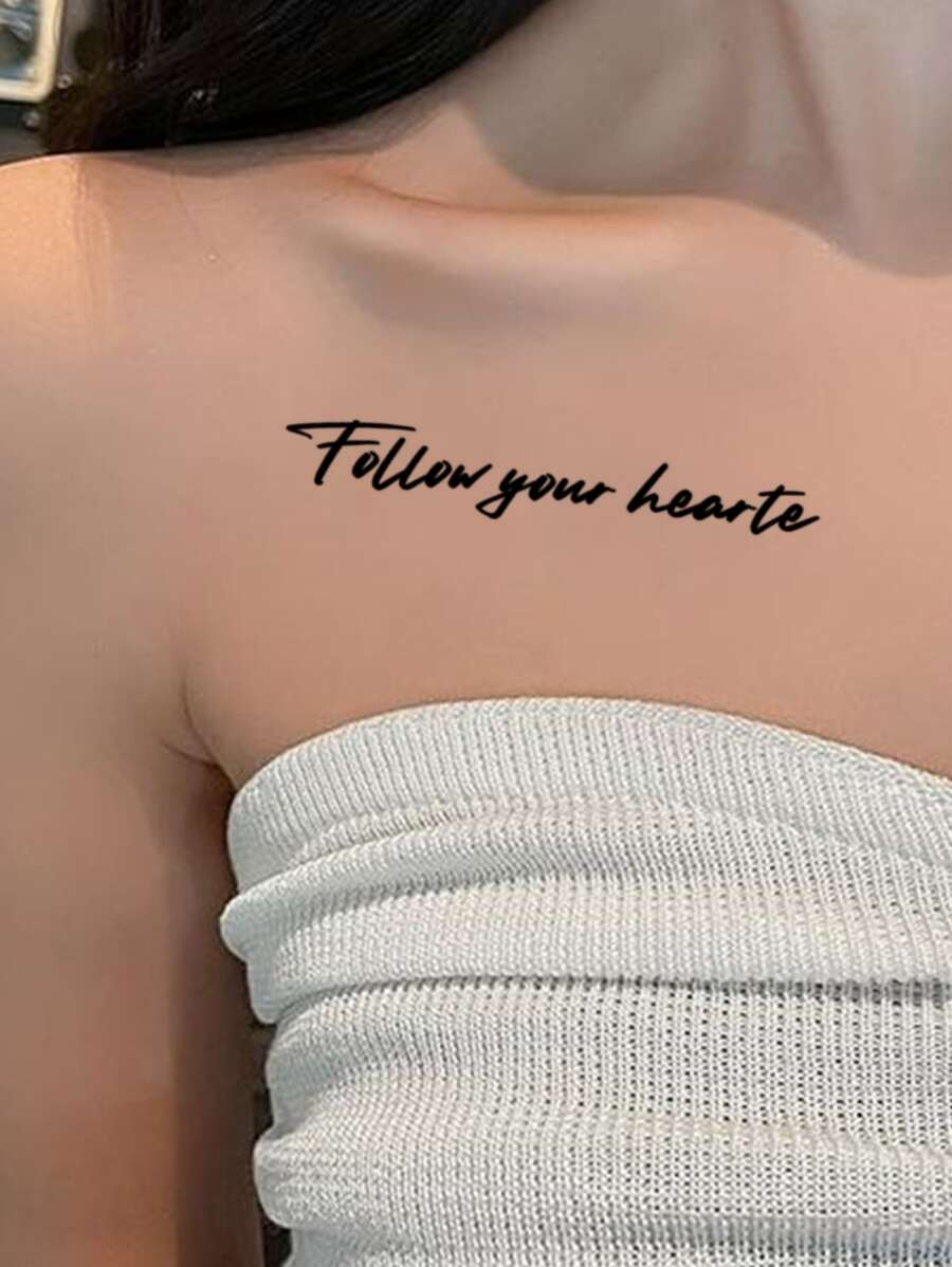 1 tờ Nhãn dán hình xăm đồ họa chữ cái - màu đen - Xem 1