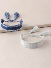 2pcs Tassel Decor Bracelet - Multicolor - View 2