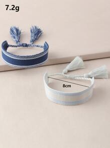 2pcs Tassel Decor Bracelet - Multicolor - View 3