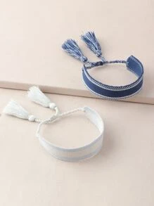 2pcs Tassel Decor Bracelet - Multicolor - View 4