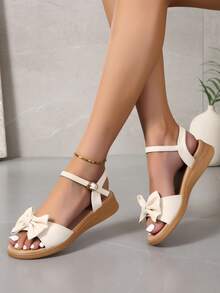 Giày bệt dày và Dép nêm Nữ - Màu be - Xem 4