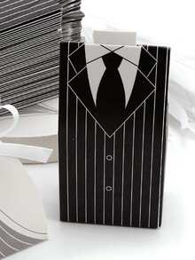 100 piezas Vestido de novia Caja de caramelo - Blanco y Negro - Ver 3