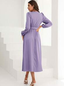 Modelyn Solid Belted A-line Dress