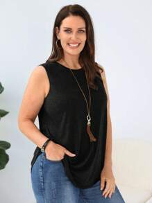 EMERY ROSE Plus Solid Tank Top - Black - View 3