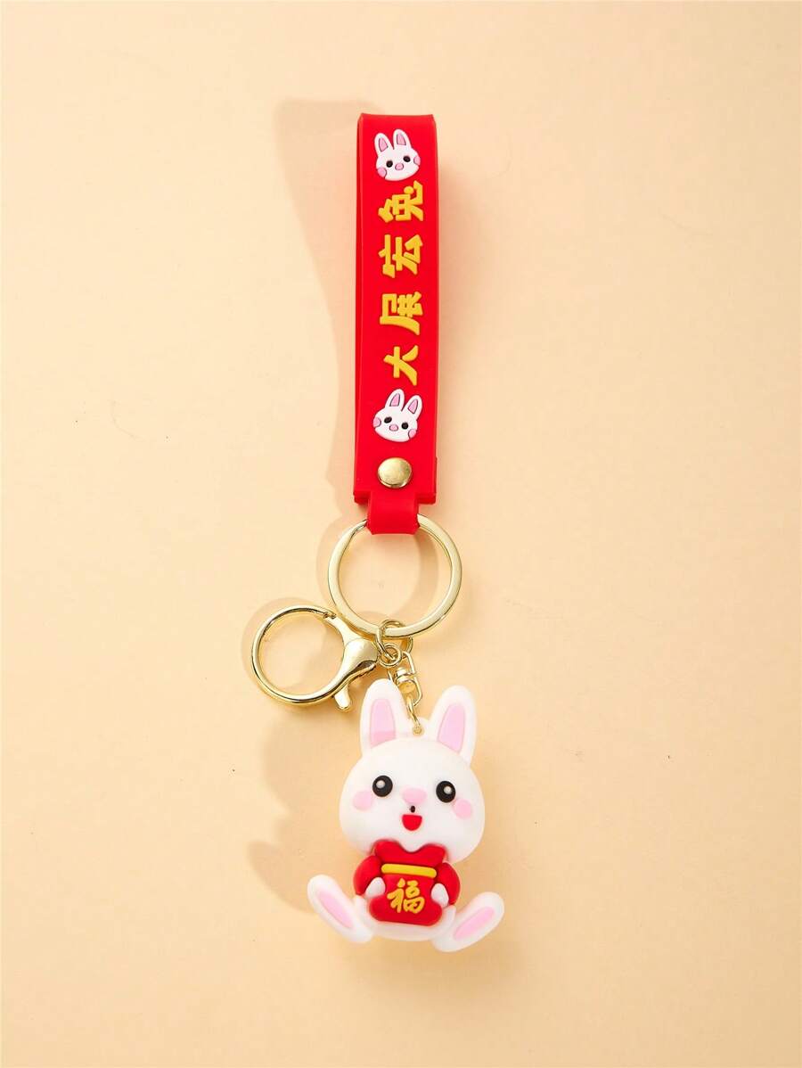 1pc Women Cartoon Rabbit Charm Cute Keychain - Multicolor - View 1