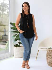 EMERY ROSE Plus Solid Tank Top - Black - View 5