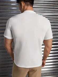 GENTILAND Men Solid Polo Shirt - White - View 2