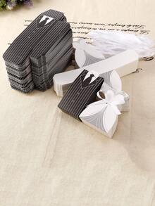 100 piezas Vestido de novia Caja de caramelo - Blanco y Negro - Ver 5