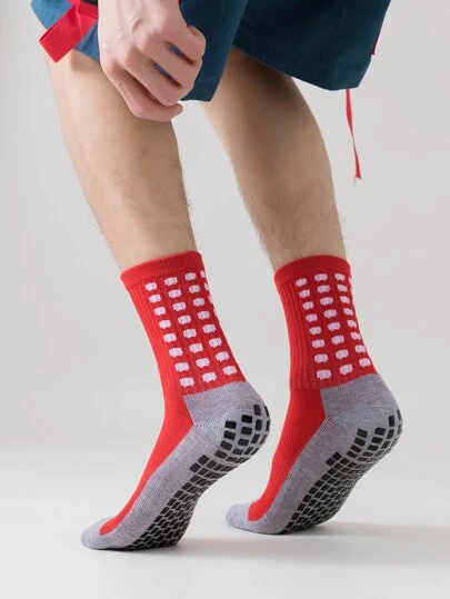 homens 1 par Meias esportivas padrão xadrez anti derrapante fashionable para exterior