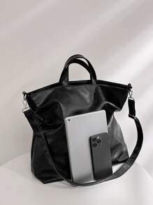 大手提托特包極簡黑色 - 黑色 - 查看 6