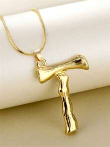 1入組時尚字母墜飾項鍊適合女士日常裝飾銅首飾類