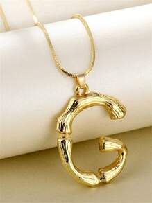 1入組時尚字母墜飾項鍊適合女士日常裝飾銅首飾類