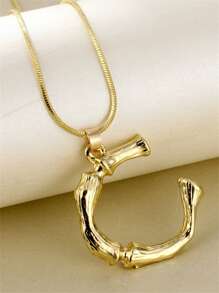 1入組時尚字母墜飾項鍊適合女士日常裝飾銅首飾類