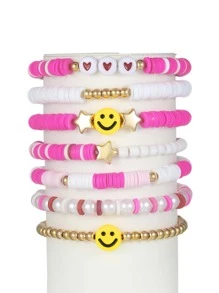 Vòng đeo tay đính cườm chi tiết biểu hiện 8 chiếc - Nhiều màu - Xem 1