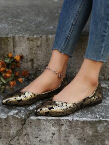 魅力四射鞋適用於女士花卉圖案尖頭仿麂皮平底鞋 - 彩色 - 查看 1