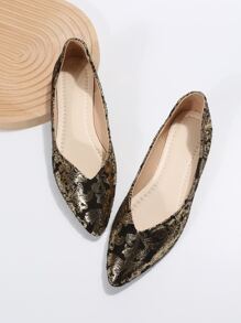 魅力四射鞋適用於女士花卉圖案尖頭仿麂皮平底鞋 - 彩色 - 查看 2