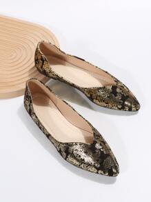 魅力四射鞋適用於女士花卉圖案尖頭仿麂皮平底鞋 - 彩色 - 查看 3