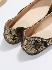 魅力四射鞋適用於女士花卉圖案尖頭仿麂皮平底鞋 - 彩色 - 查看 4