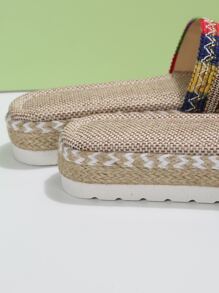 度假坡跟涼鞋適用於女士撞色編織細節編織涼鞋 - 彩色 - 查看 3