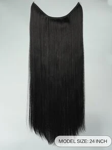 Clip In Long Straight Synthetic Hair Extension - Black - View 2