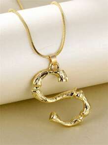 1入組時尚字母墜飾項鍊適合女士日常裝飾銅首飾類