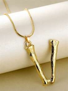 1入組時尚字母墜飾項鍊適合女士日常裝飾銅首飾類