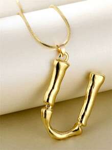 1入組時尚字母墜飾項鍊適合女士日常裝飾銅首飾類