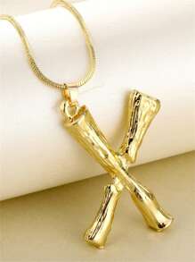 1入組時尚字母墜飾項鍊適合女士日常裝飾銅首飾類