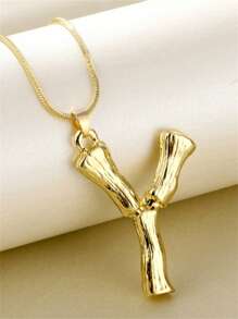 1入組時尚字母墜飾項鍊適合女士日常裝飾銅首飾類