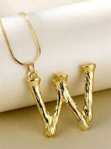 1入組時尚字母墜飾項鍊適合女士日常裝飾銅首飾類