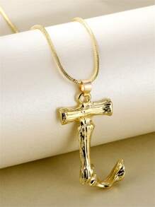 1入組時尚字母墜飾項鍊適合女士日常裝飾銅首飾類