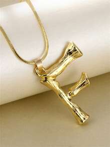 1入組時尚字母墜飾項鍊適合女士日常裝飾銅首飾類