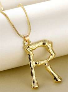 1入組時尚字母墜飾項鍊適合女士日常裝飾銅首飾類