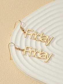 2入組字母耳墜 - 金黃色 - 查看 1