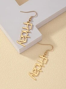 2入組字母耳墜 - 金黃色 - 查看 2
