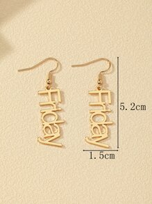 2入組字母耳墜 - 金黃色 - 查看 4