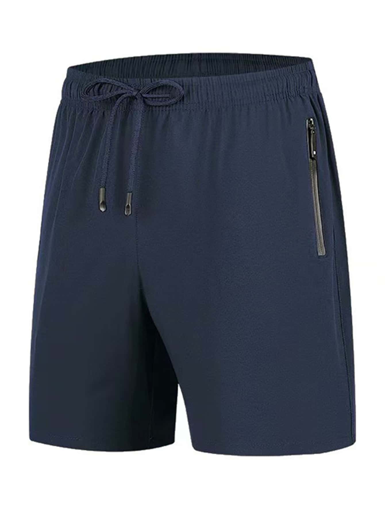 Manfinity Homme Loose Fit Men's Zip Pocket Drawstring Waist Shorts - Navy Blue - View 1