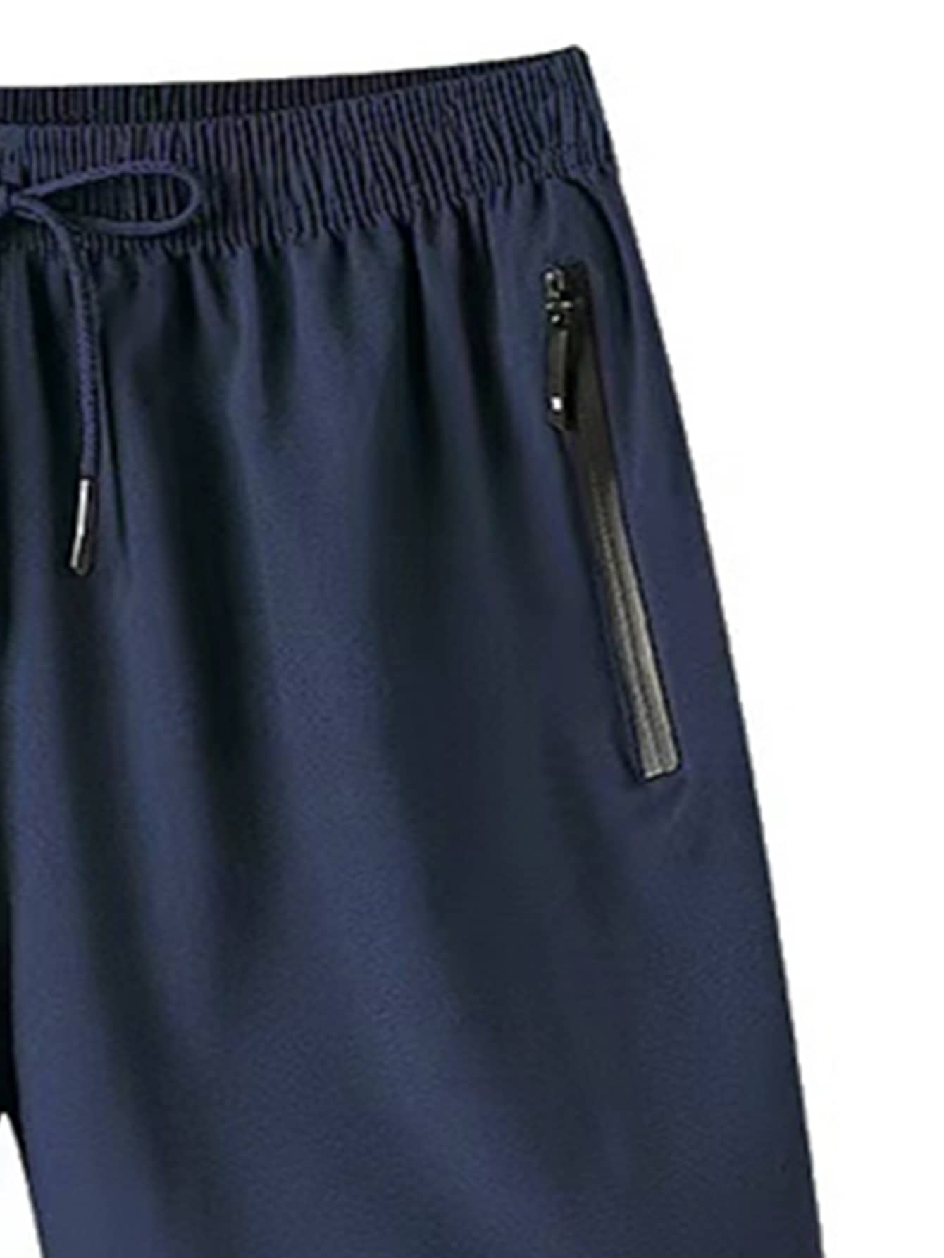 Manfinity Homme 宽松男式拉链口袋抽绳腰短裤 - 藏蓝色 - 查看 4