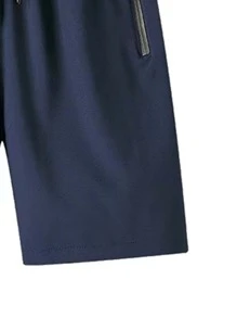 Manfinity Homme Loose Fit Men's Zip Pocket Drawstring Waist Shorts - Navy Blue - View 5