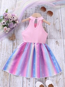 Elladie kids 小女童漸層愛心刺繡掛脖連衣裙