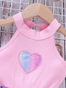 Elladie kids 小女童漸層愛心刺繡掛脖連衣裙