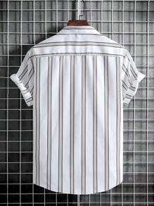 Manfinity Homme 男士條紋印花襯衫不帶T恤 - 白色 - 查看 2