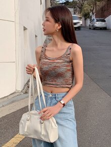 DAZY Space Dye Crop Knit Top - Multicolor - View 6