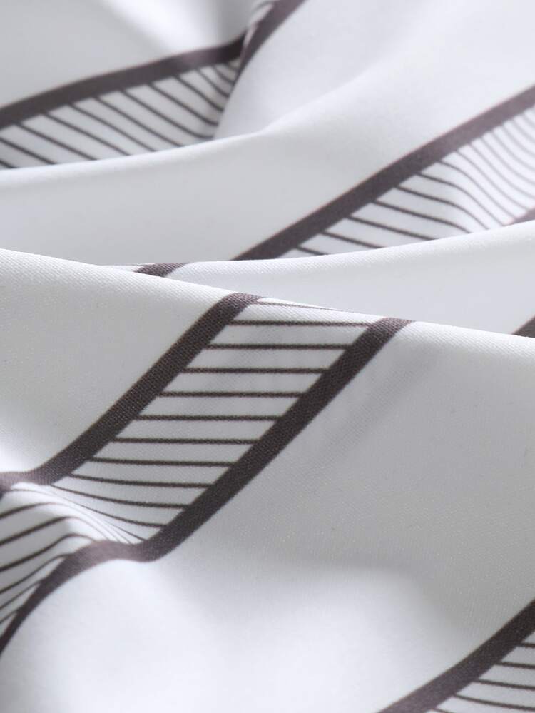 Manfinity Homme Áo sơ mi Nam Nút phía trước Sọc Giải trí - trắng - Xem 3