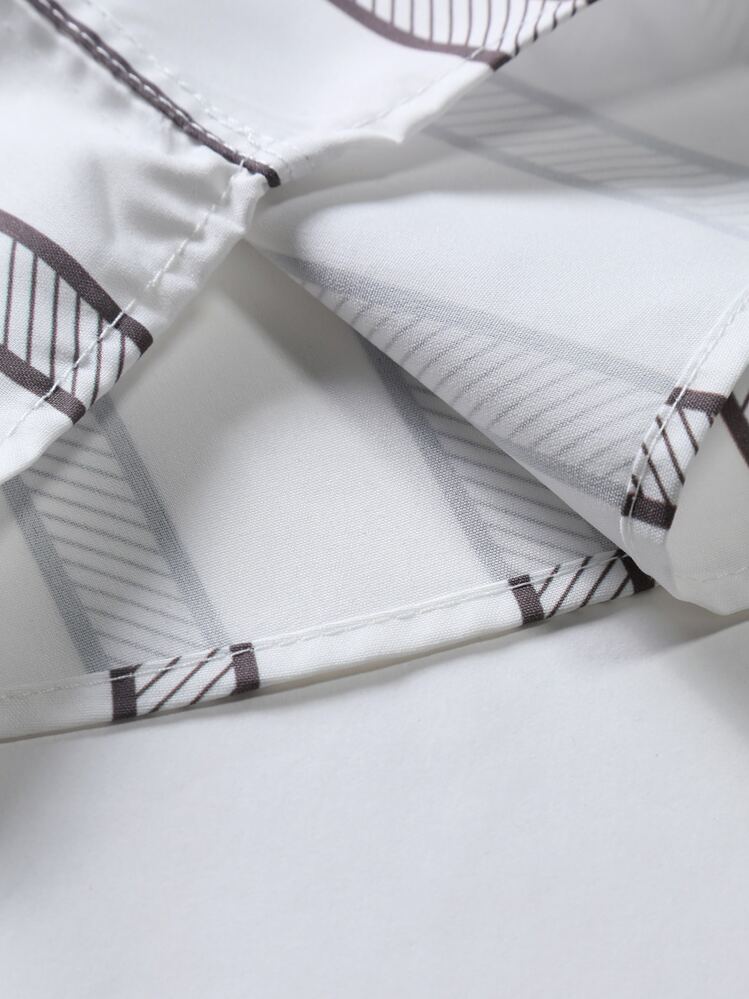 Manfinity Homme 男士條紋印花襯衫不帶T恤 - 白色 - 查看 4