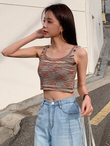DAZY Space Dye Crop Knit Top - Multicolor - View 8