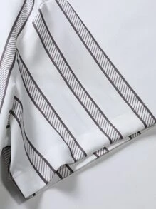 Manfinity Homme 男士條紋印花襯衫不帶T恤 - 白色 - 查看 6